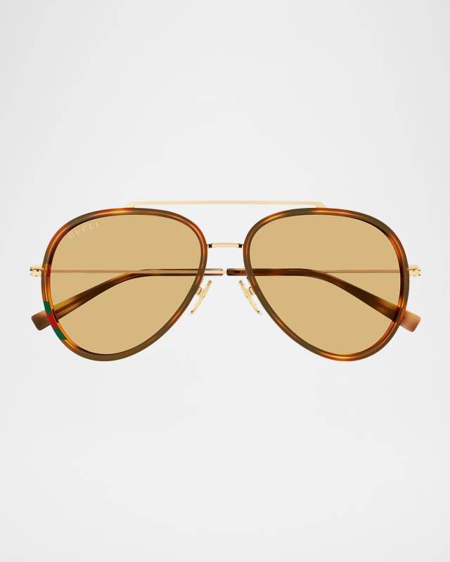 GG Tiny 56mm Acetate & Metal Aviator Sunglasses